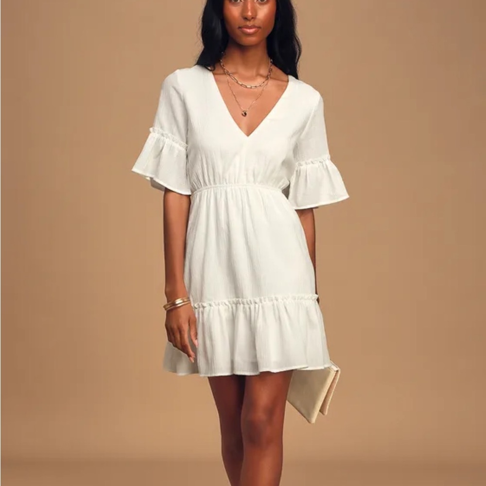 BRAND NEW! Sunshine Daydream White Short Sleeve Cutout Mini Dress